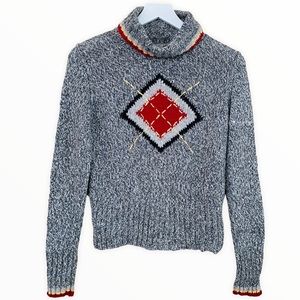 By Girl Planet Gray Argyle Chunky Sweater Size‎ Small